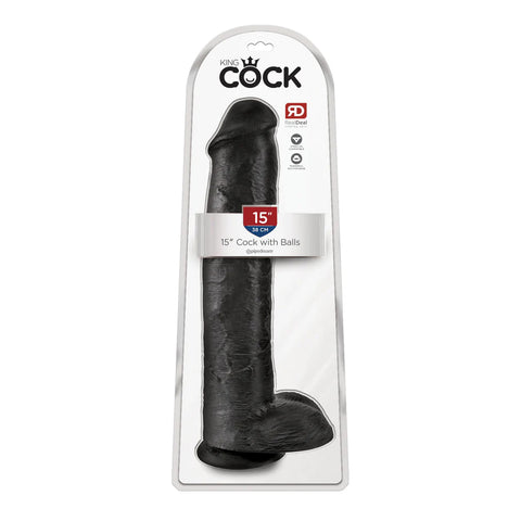 King Cock 15 Inch Cock With Balls Black