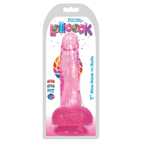 Lollicock 7 Inch Slim Stick W/Balls Cherry Ice