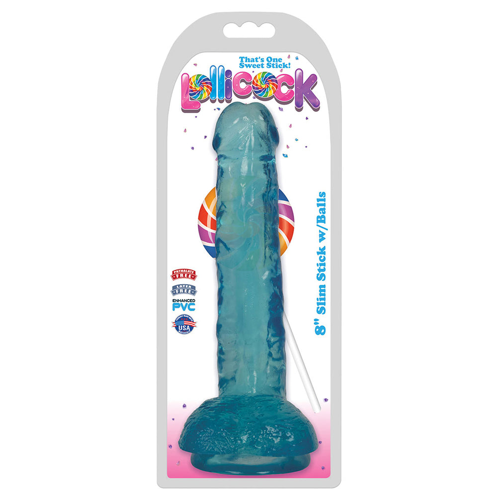 Lollicock 8 Inch Slim Stick W/Balls Berry Ice