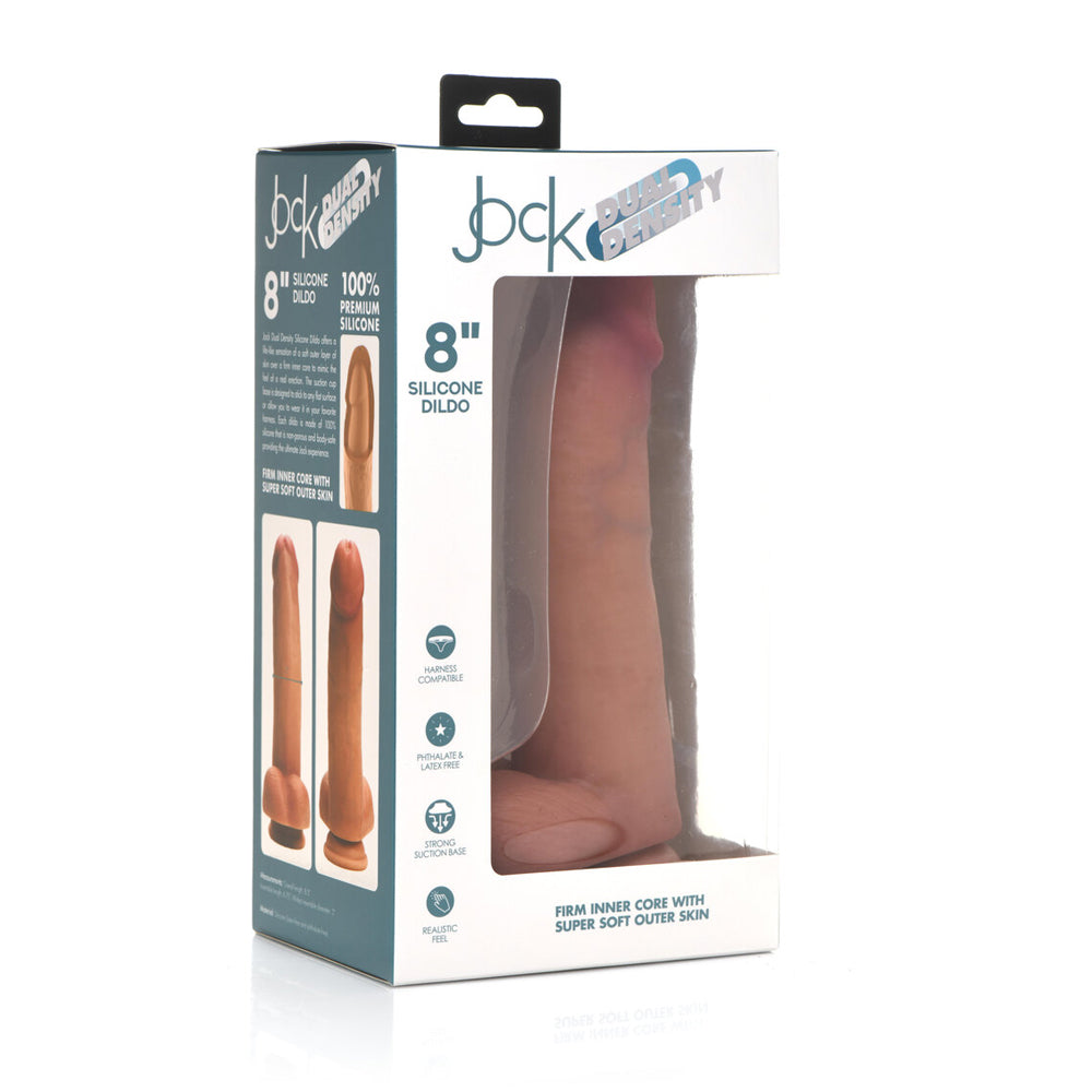 Jock 8 Inch Dual Density Silicone Dildo With Balls Light