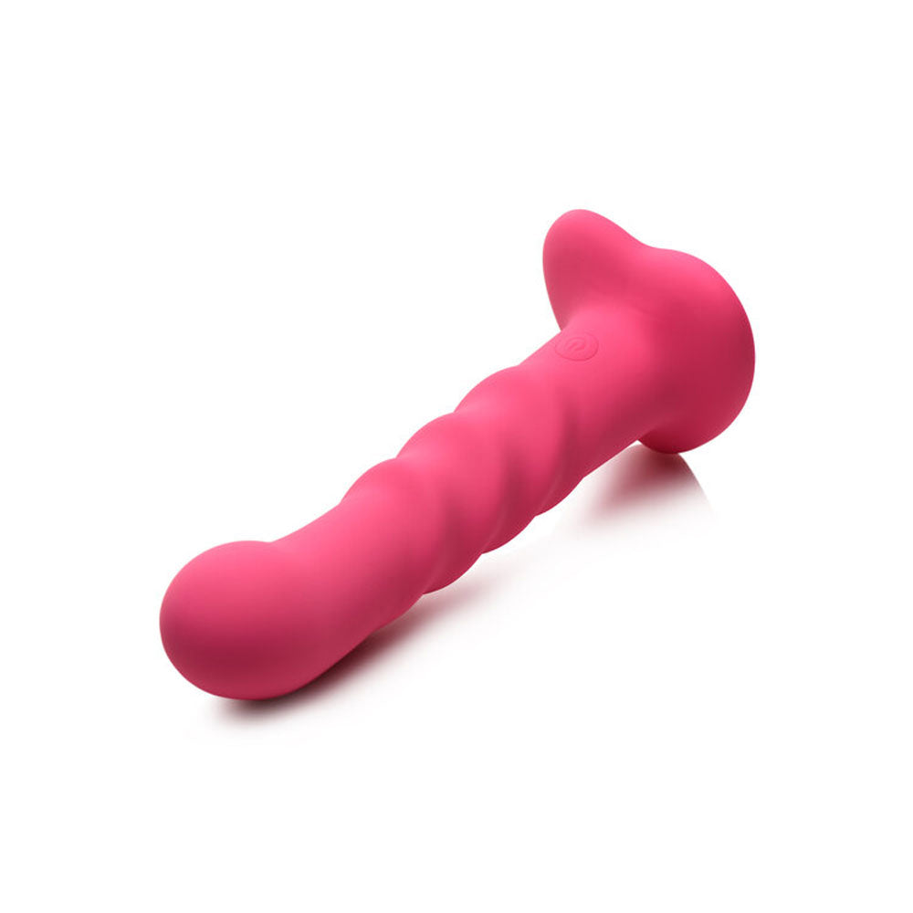 Simply Sweet 21X Vibrating Ribbed Silicone Dildo With Remote Pink