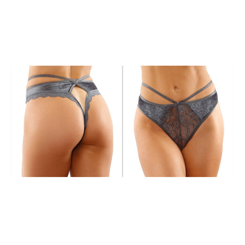Kalina Velvet Cut-Out Thong With Keyhole Back L/Xl