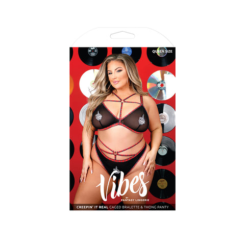 Creepin' It Real Caged Bralette & Thong Panty Queen Size