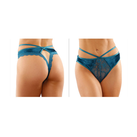 Kalina Velvet Cut-Out Thong With Keyhole Back S/M