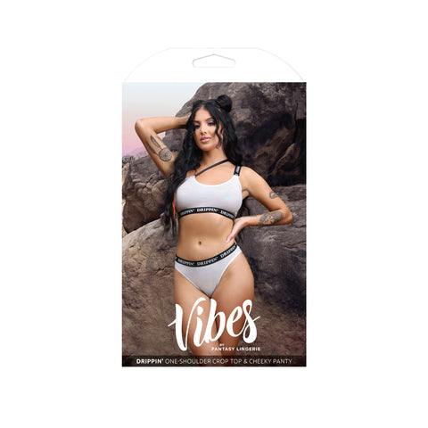 Drippin' One-Shoulder Crop Top & Cheeky Panty S/M