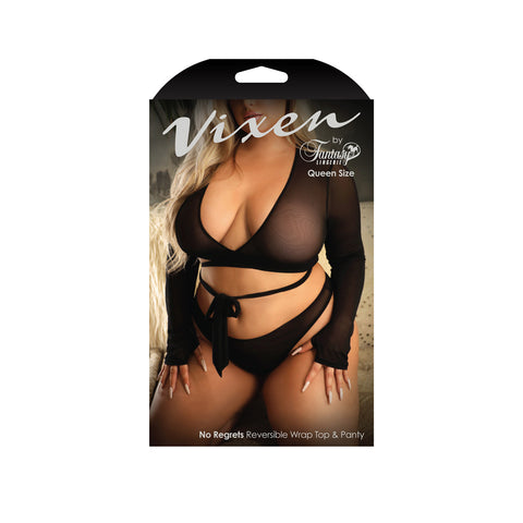 No Regrets Reversible Wrap Top & Thong Panty Queen Size