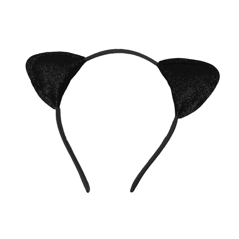 Open Cup High Neck Bra & Split Crotch Skirt Panty & Cat Ears Black 2Xl