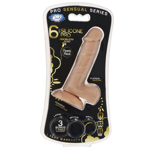 Cloud 9 Pro Sensual Premium Silicone Dong W/ 3 C Rings Tan 6 Inch