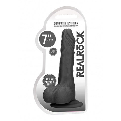 Realrock Dong With Testicles 7 Inch Black