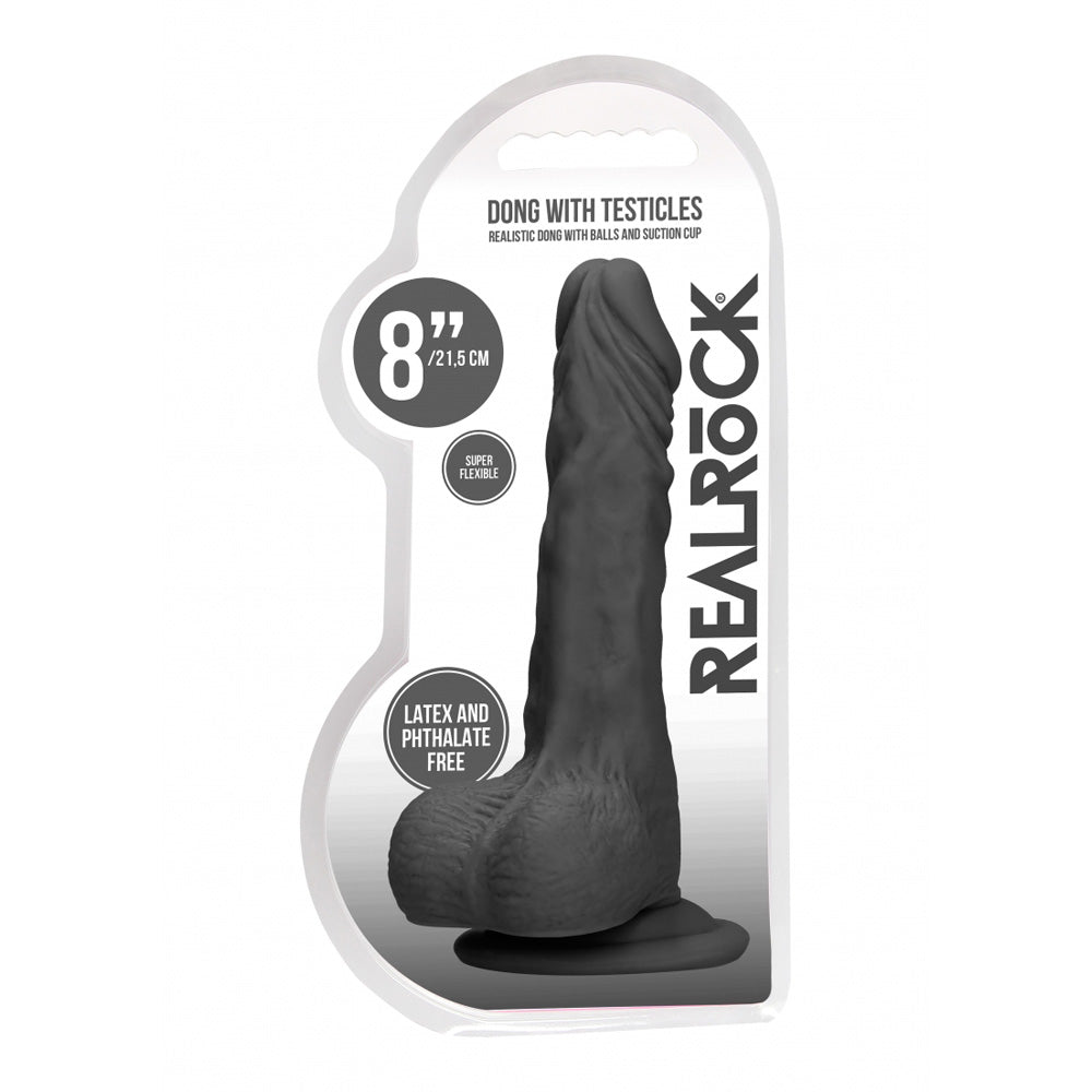 Realrock Dong With Testicles 8 Inch Black