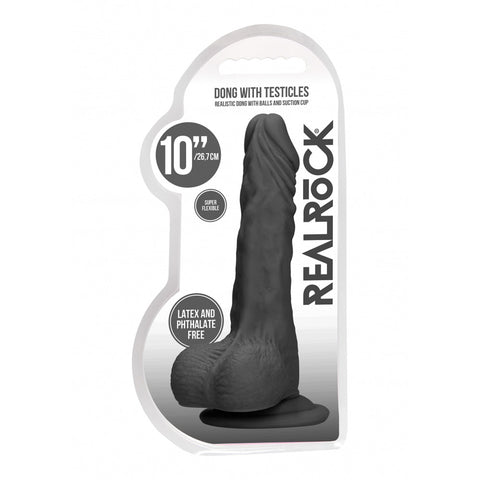Realrock Dong With Testicles 10 Inch Black