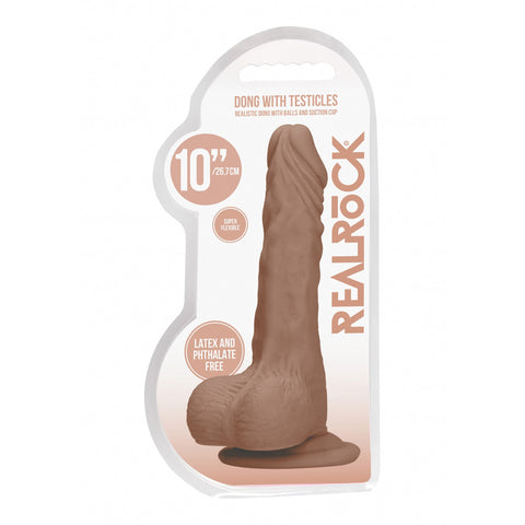 Realrock Dong With Testicles 10 Inch Tan