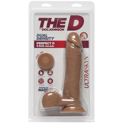 The D - Perfect D With Balls 8 Inch Caramel