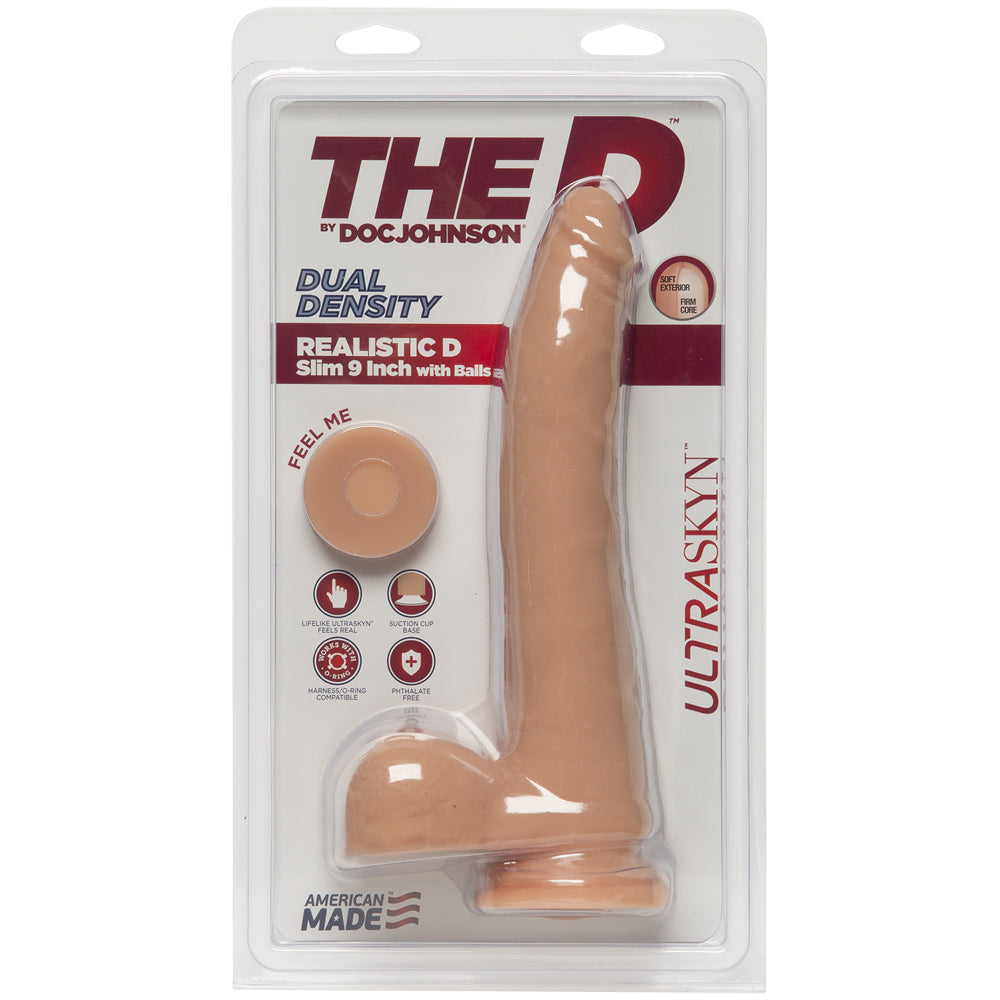 The D Realistic D Slim 9 Inch With Balls Ultraskyn Vanilla