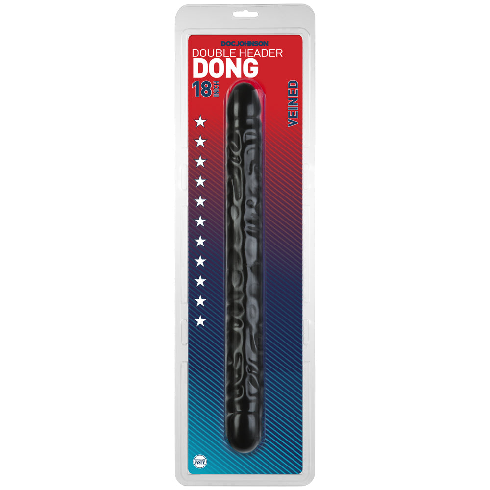 Double Header Dong - 18 Inch - Veined Black