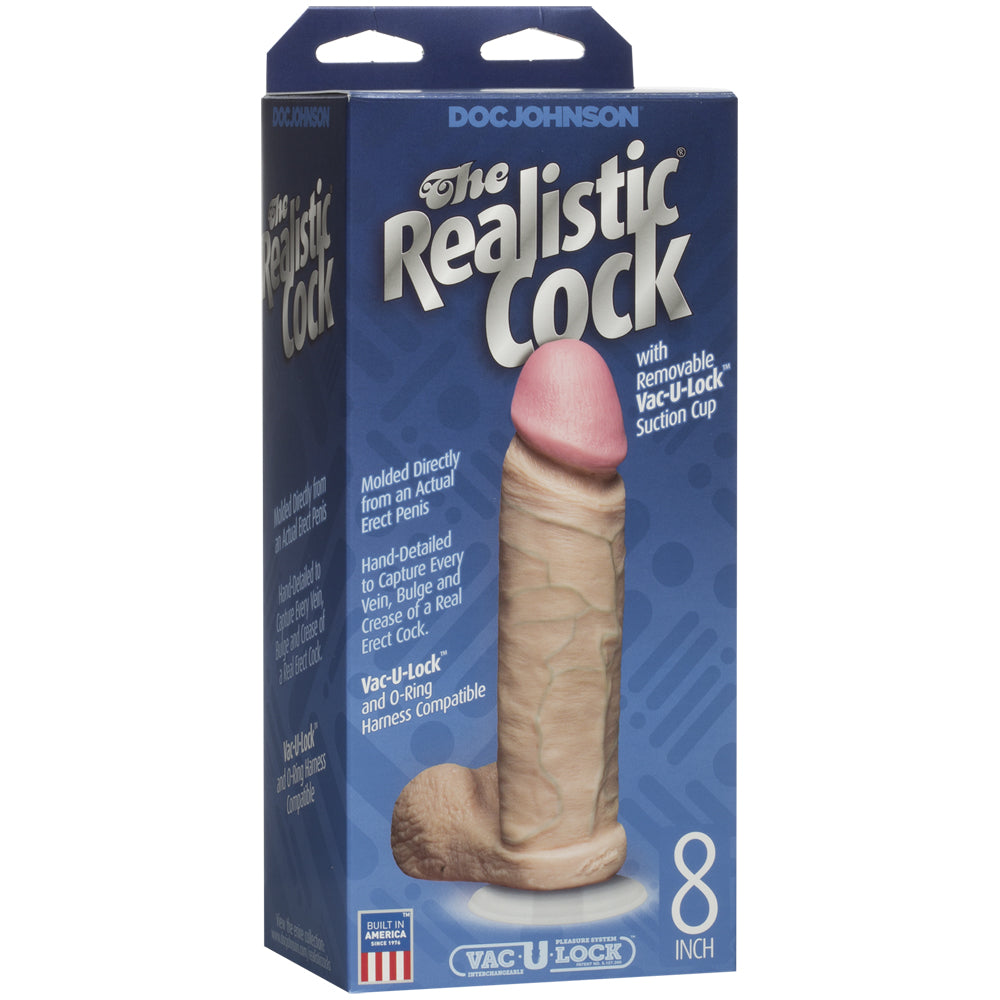 The Realistic Cock - With Removable Vac-U-Lock Suction Cup - 8 Inch - Vanilla
