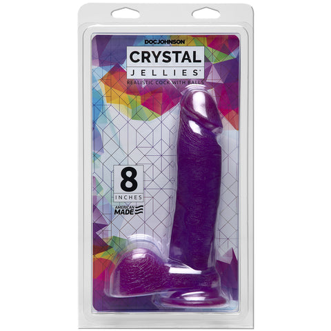 Crystal Jellies - 8 Inch Ballsy Cock With Suction Cup Purple