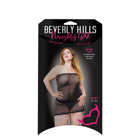 Ladies Fishnet Sexy All Over Mesh Tube Curvy Dress Size Black