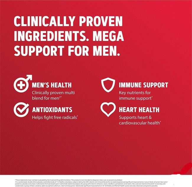 GNC Mega Men Multivitamin 180 Count Antioxidants Immune Support
