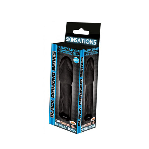 Skinsations Black Diamond Series Husky Lover Extension Sleeve With Scrotum Strap 6.5 Inch