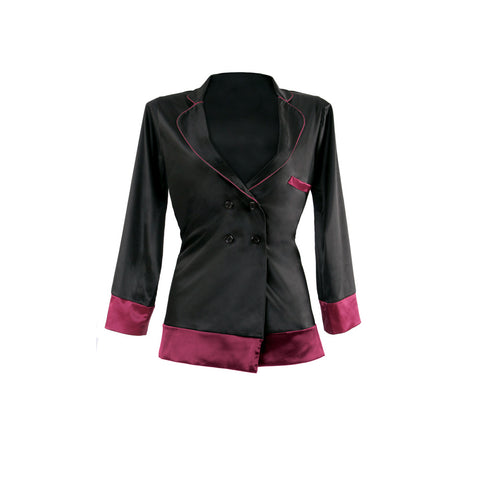 Marjorie Contrast Cuff Satin Blazer Jacket - S/M (Garment Only - No Box)