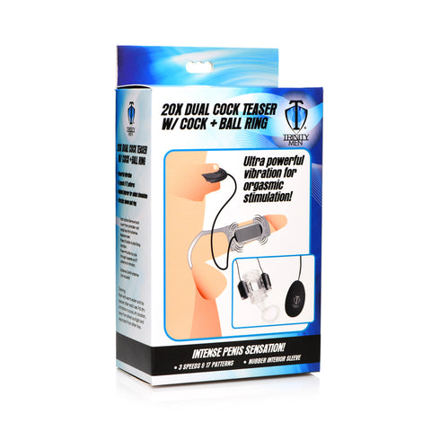 Trinity Men 20X Dual Cock Teaser W/ Cock & Ball Ring