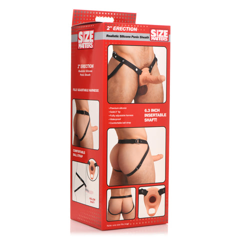 Size Matters Realistic Silicone Penis Sheath W/ 2 Inch Tip Light