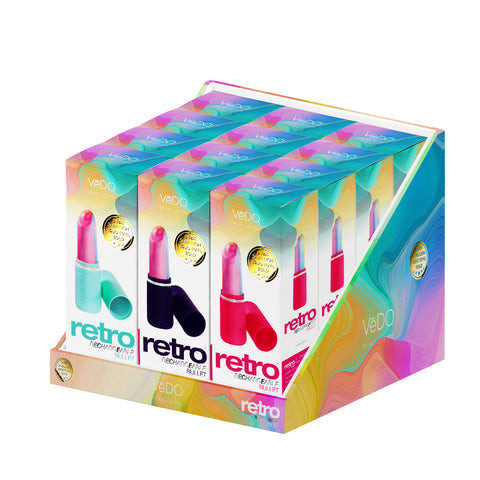 Vedo Retro Rechargeable Bullet Assorted 12 Pc Display
