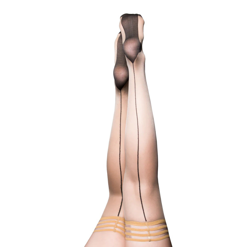 Ruby Nude With Black Back Seam Cuban Heel Size A