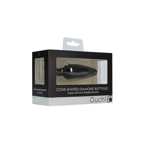 Cone-Shaped Diamond Butt Plug Black