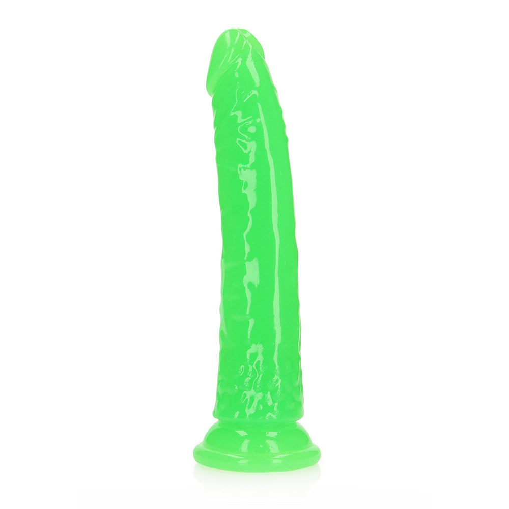 Realrock Glow In The Dark Slim Dildo 8 inch Neon Green