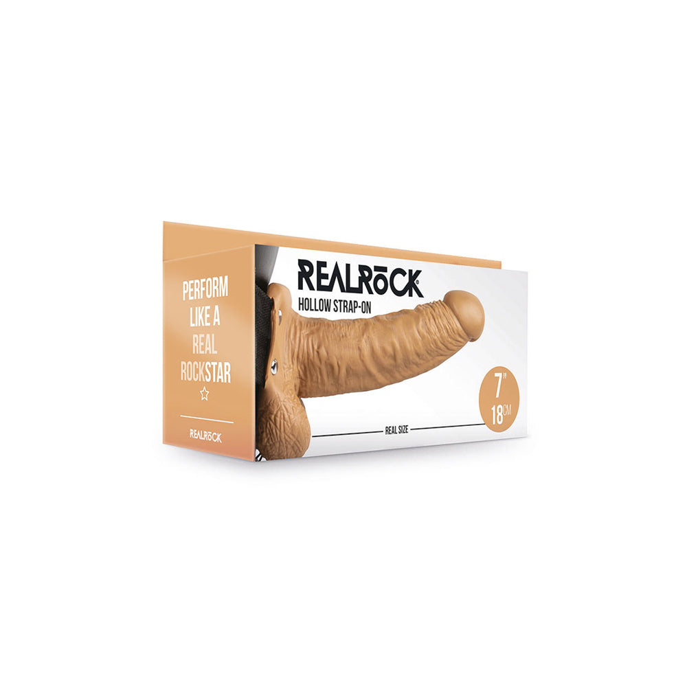Realrock Hollow Strap-On With Balls 7 Inch Tan