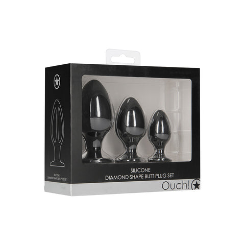 Ouch! Diamond Shape Butt Plug Set Black
