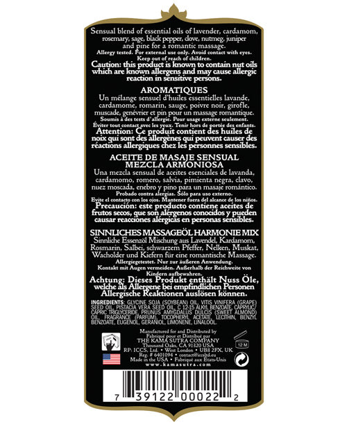 Kama Sutra Aromatic Oil - 8 Oz Harmony Blend