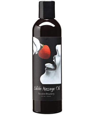 Earthly Body Edible Massage Oil - 8 Oz Strawberry