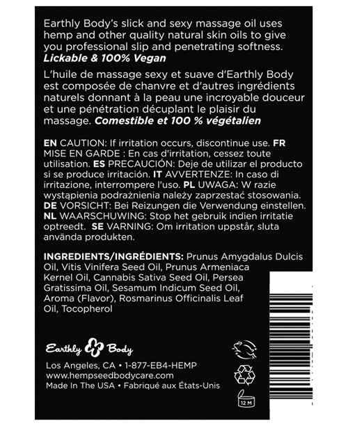 Earthly Body Edible Massage Oil - 2 Oz Mango