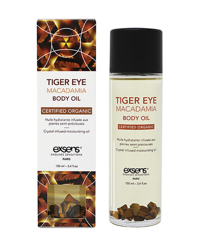 Exsens Of Paris Organic Body Oil W-stones - Tiger Eye Macadamia 100 Ml
