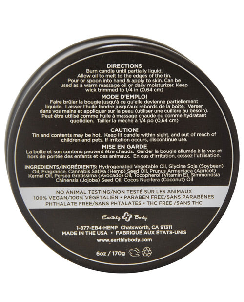 Earthly Body Suntouched Hemp Candle - 6 Oz Round Tin Guavalava