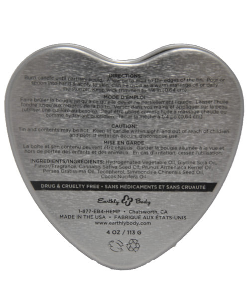 Earthly Body Suntouched Hemp Edible Candle - 4.7 Oz Heart Tin Watermelon