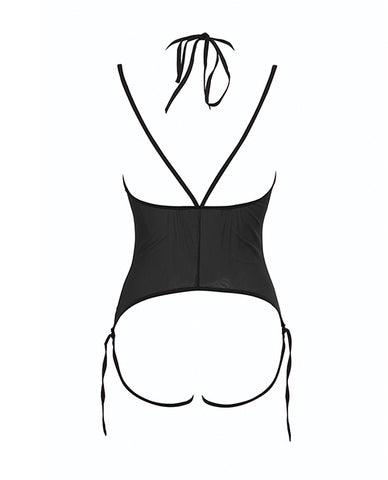 Allure Angelina Sheer Mesh Under Bust Teddy Black L/xl