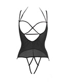 Allure Angelina Sheer Mesh Under Bust Teddy Black S/m
