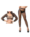 Beverly Hills Naughty Girl Crotchless Front Mesh & Side Design Leggings Black O/s