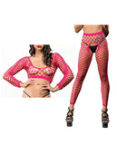 Beverly Hills Naughty Girl Crotchless All Over Mesh Leggings Pink O/s