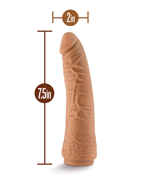 Blush Lock On 7.5 Inch Hexanite Dildo W-suction Cup Adapter - Mocha