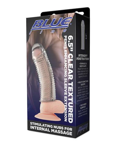 Blue Line C & B 6.5 Inch Textured Penis Enhancing Sleeve Extension - Clear