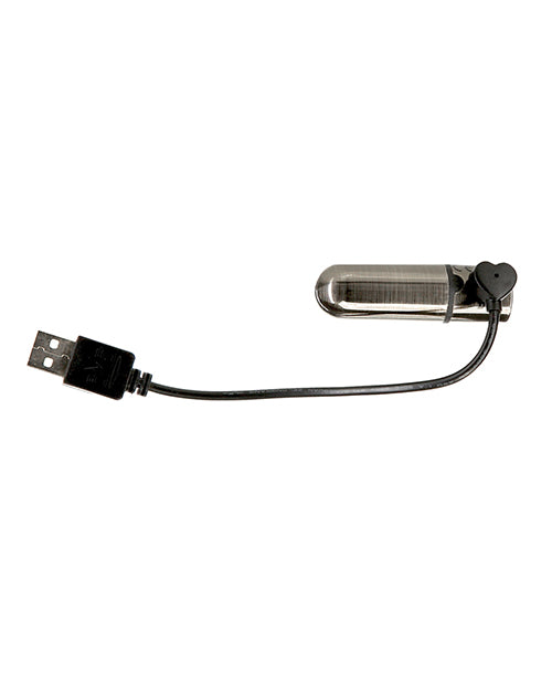 First Class Mini Rechargeable Bullet W-crystal - 9 Functions Gun Metal