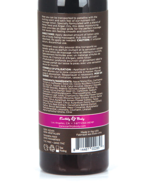 Earthly Body Hemp Seed Massage Lotion - 2 Oz Skinny Dip