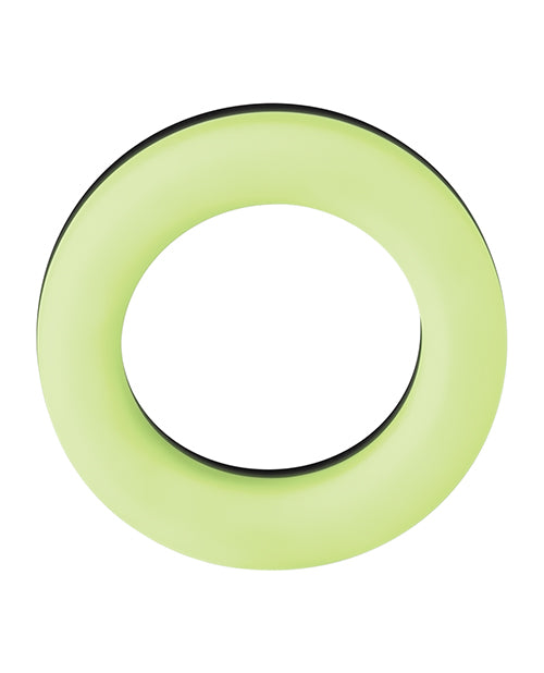 Forto F-19 Two Tone Liquid Silicone Cock Ring - Black-glow In The Dark