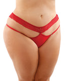 Bottoms Up Ren Microfiber Bikini Panty W-lace Waist Red Qn