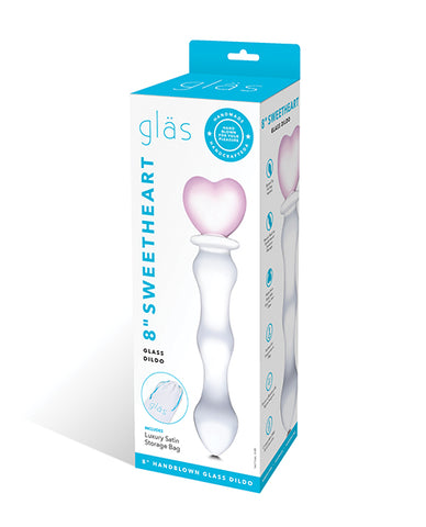 Glas 8 Inch Sweetheart Glass Dildo - Pink-clear